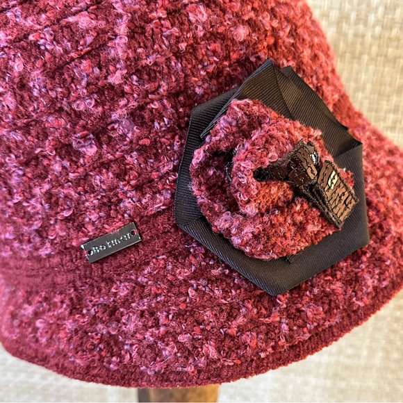 🌟HP🌟VTG 1980s-90s Willow Chenile Boucle Cloche with Sequin Flower by Betmar - Picture 3 of 12